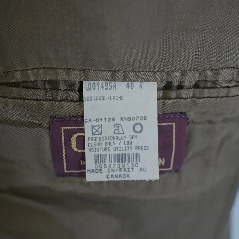 Chaps Ralph Lauren Wool Tan Gray Birdseye Check 40R 2 Button Sport Coat / Blazer